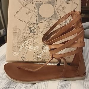 FREE PEOPLE ANYA GLADIATOR SANDALS 41 US 10 NATURAL LEATHER